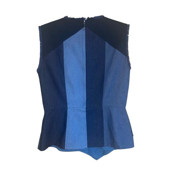 BCBG Womens Top Size Medium Blue Max Azria Sleeveless Peplum Denim Pure Cotton - Picture 6 of 8